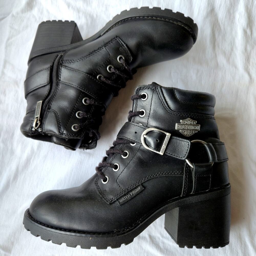 Harley Davidson Howell Women's 5'' Waterproof Leather Moto Boots Black Size 7.5 - Picture 5 of 10